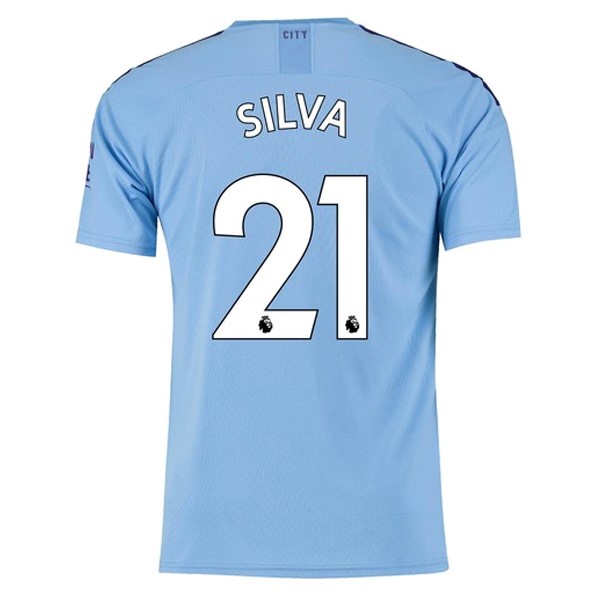 Camiseta Manchester City NO.21 Silva Primera equipación 2019-2020 Azul